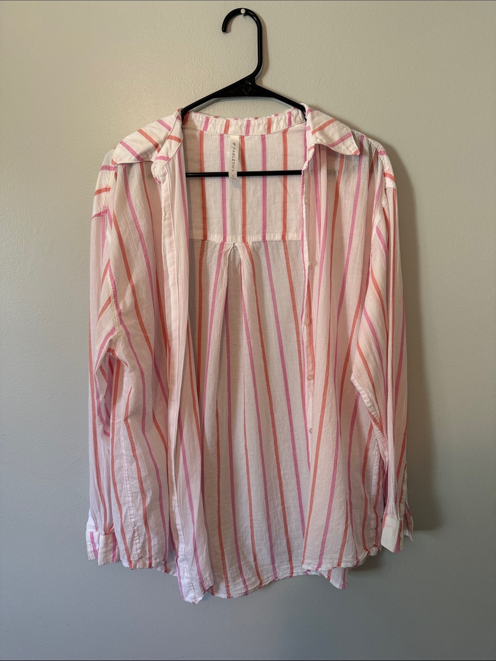 Fabletics button up Shirt with Pink Stripes